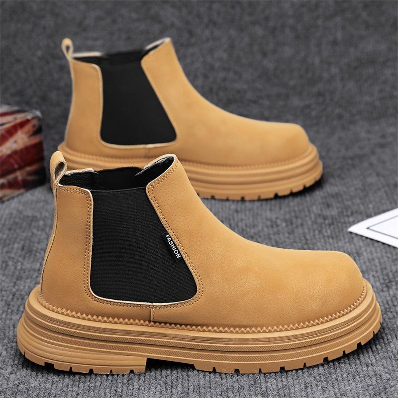 Fashion Leather Men Shoes British Style Men's Chelsea Boots 2024 Autumn Winter Ankle Boots Men Slip on Casual Mens Platform Shoes