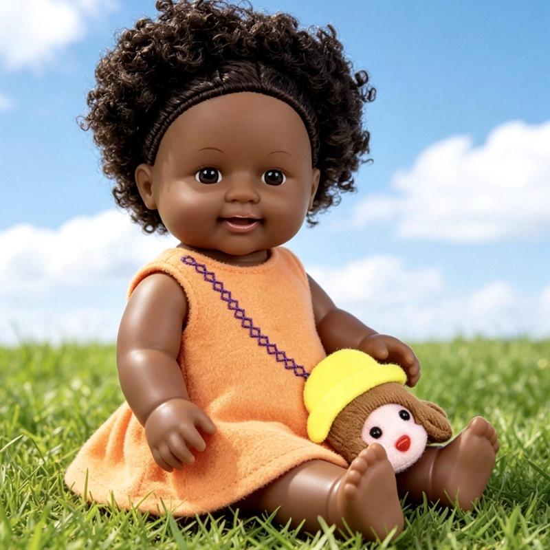 Realistic Black Doll 30cm Soft Vinyl African Girl Talking Toy with Sound Interactive Plush Gift for Kids Play