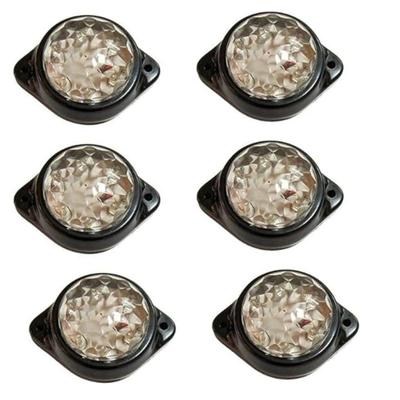 6-Pack Round Clear LED Rear Side Marker Clearance Lights 24V for RV Truck Trailer