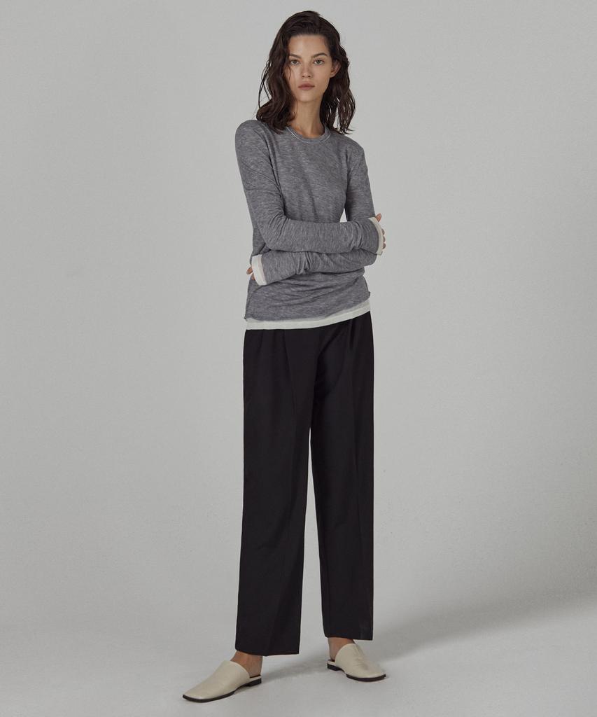 A.RIFF Basic Double-Pleat Long Slacks - Black