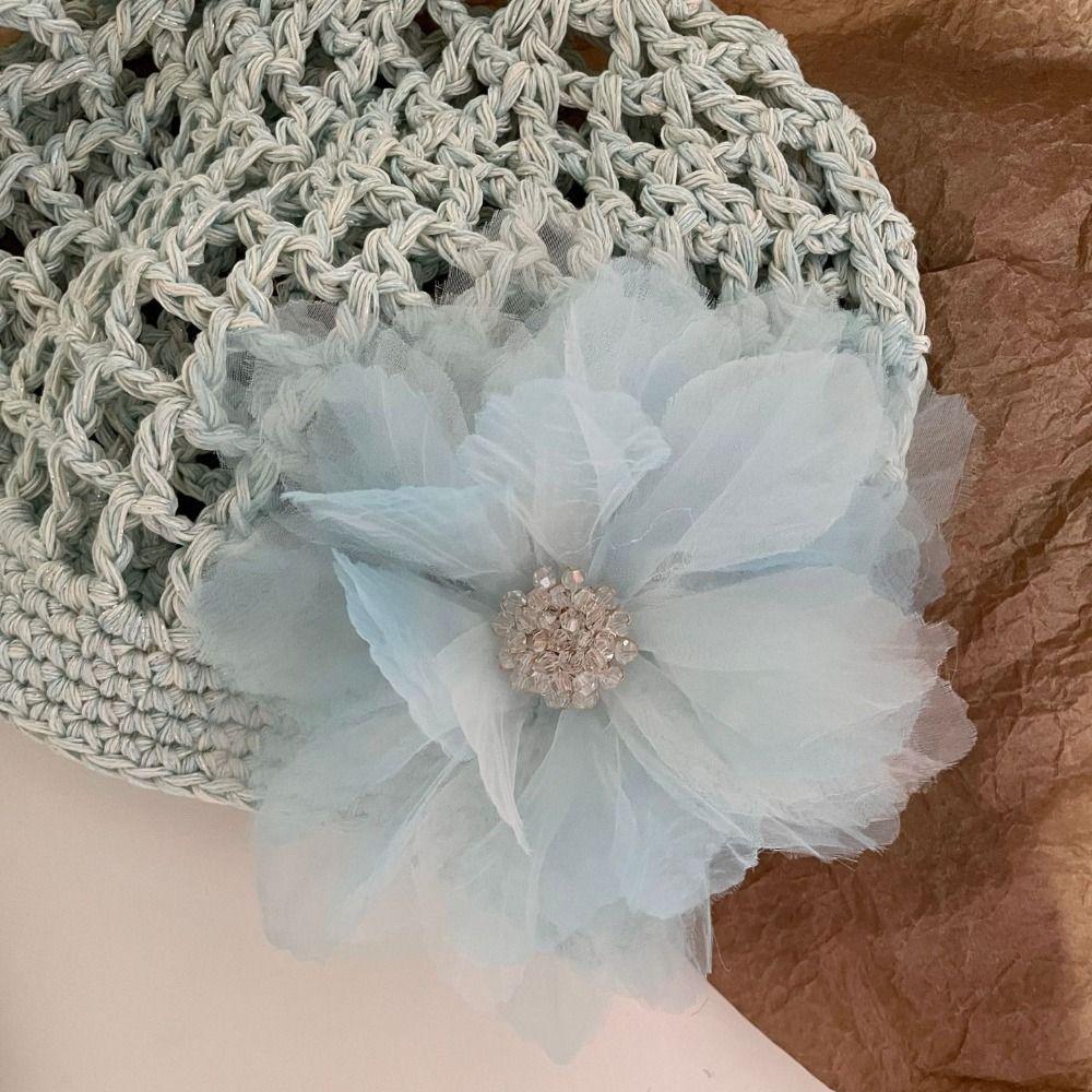 Bohemian Style Crochet Flower Hat Handmade Hollow Out Knitted Hat Retro Weave Cap  Girls