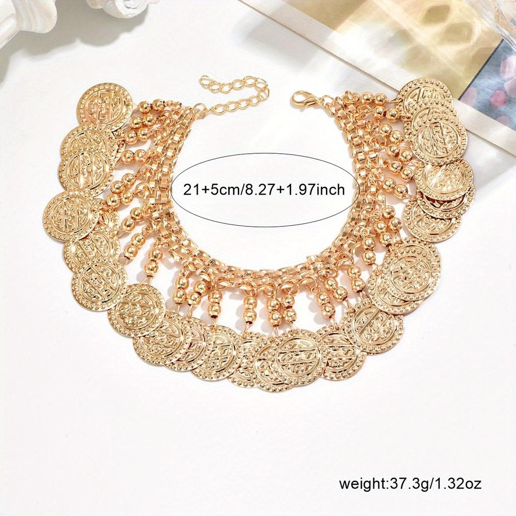 1 Retro-style Metal Beaded Fringe Anklet, Perfect for Men's Everyday and Vacation Outfits