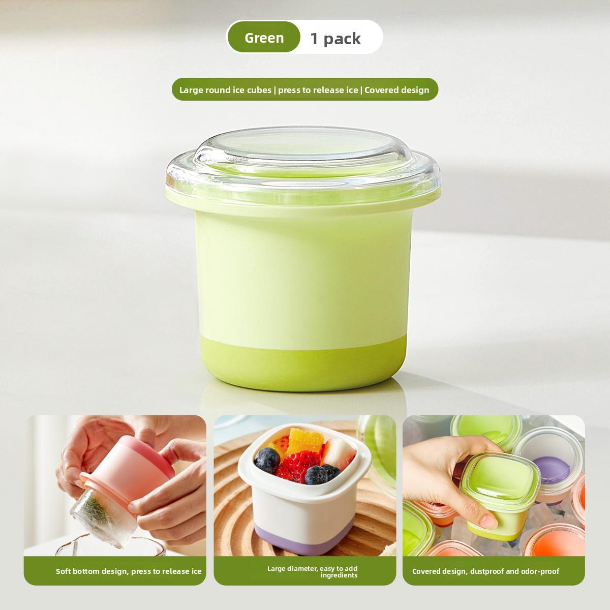 

Food-grade Press-freeze Household Summer Refrigerator Ice Cube Tray Circular 1PC зелёный