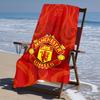 proof beach towel with Manchester United FC logo pattern - soft,absorbent,quick-drying,machine washable - perfect for swimming,camping,bathing