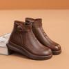 Cotton shoes with plush insulation for middle-aged and elderly women middle-aged leather shoes  autumn and winter short boots