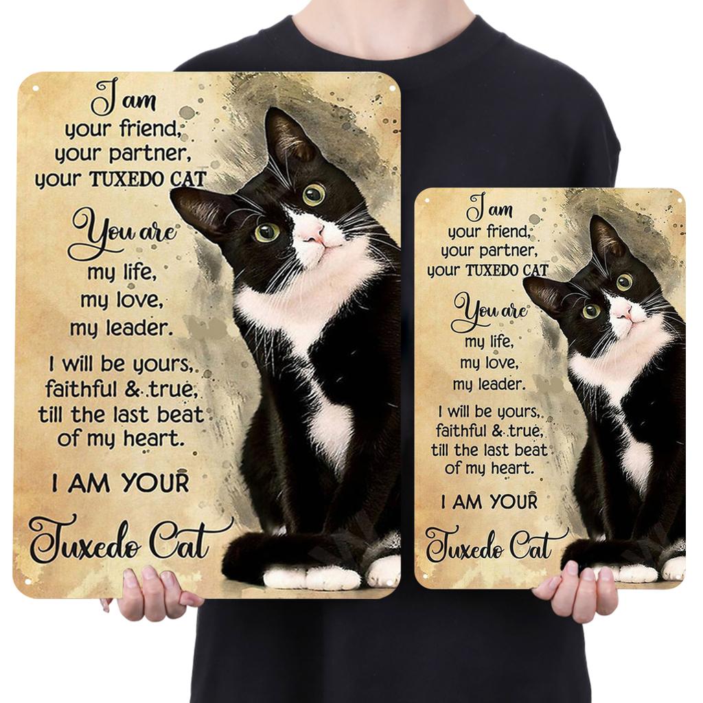 Tuxedo Cat Vintage Metal Tin Sign Decorative Tin Sign Art Plaque Poster for Cat Enthusiast Novelty Gifts My Lord Decor 30x40cm