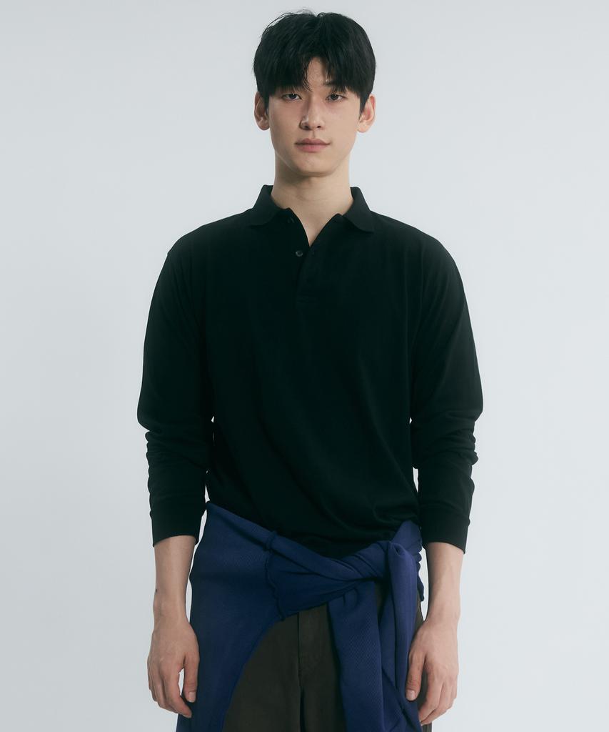 YUNE Back Patch Collar Long Sleeve_[Black]
