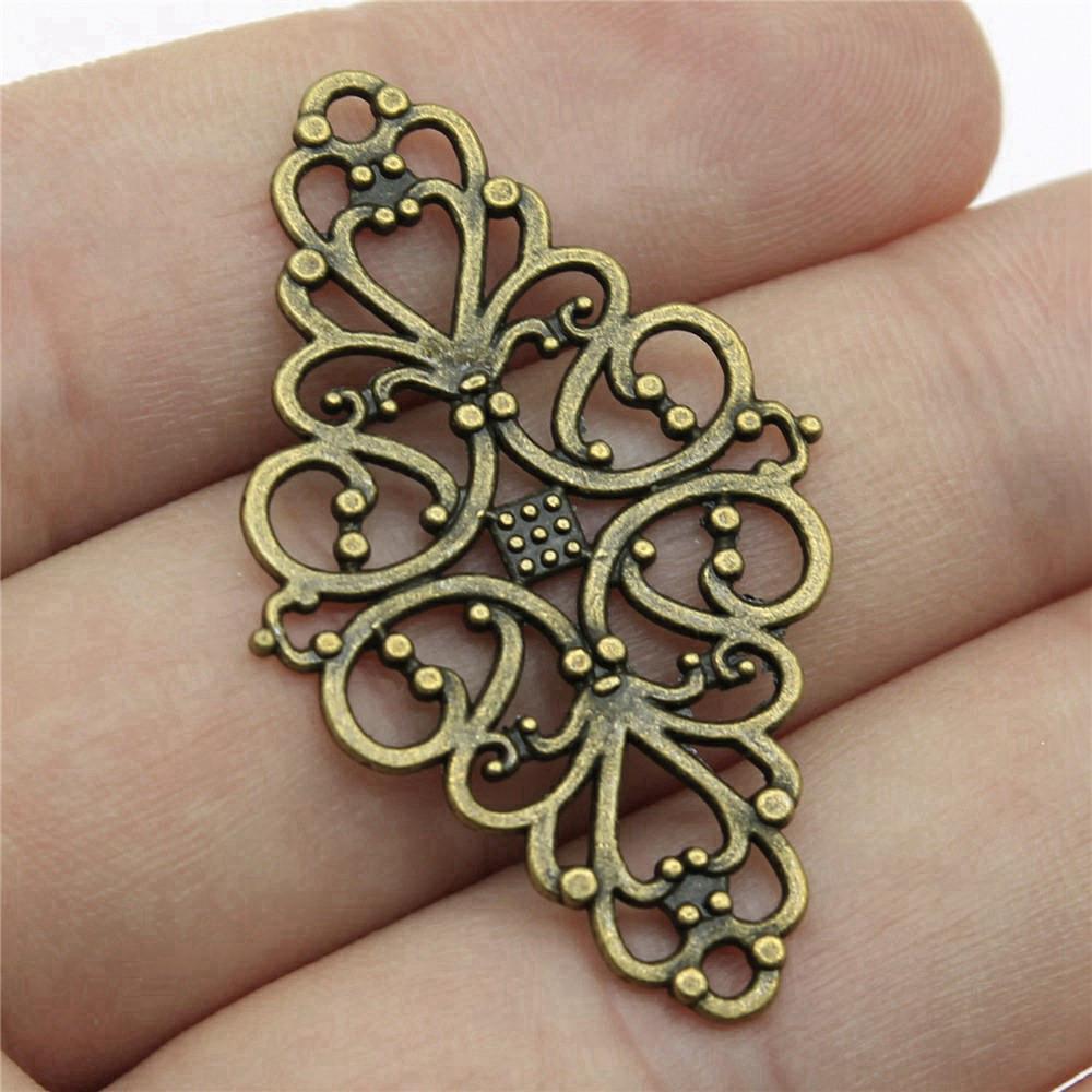 Flower Petal Connectors Botanical Themed Antique Bronze Zinc Alloy Jewelry Making Connect Charms Extender Connectors