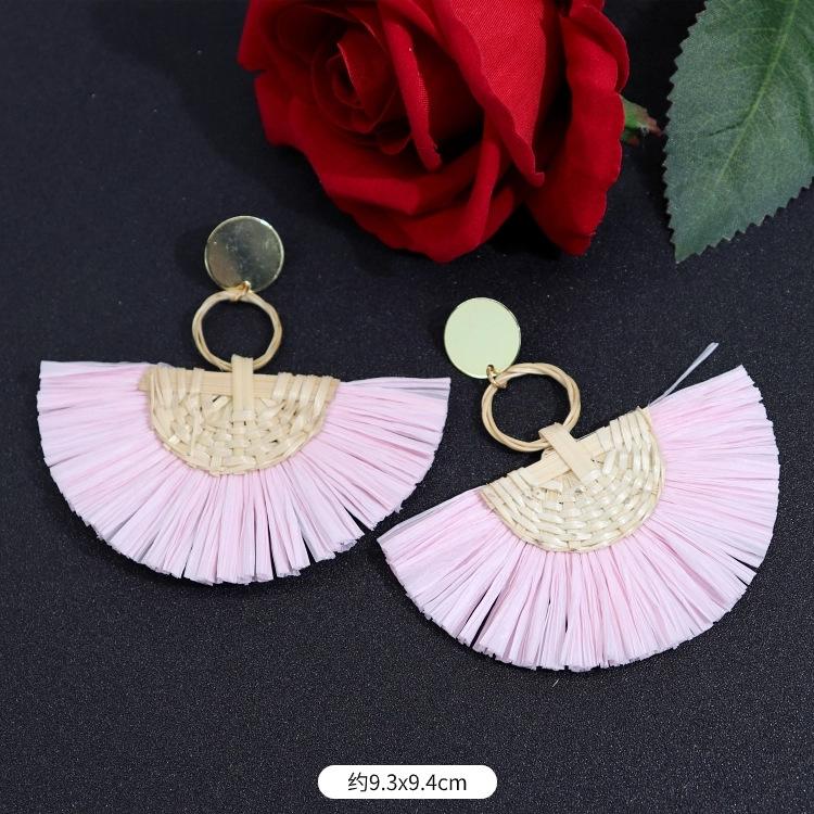 Vintage Urlaubs Rattan Bast Ohrstecker Weiblichkeit Strand Ohrringe personalisierte Ohrringe handgemachte Ohrringe