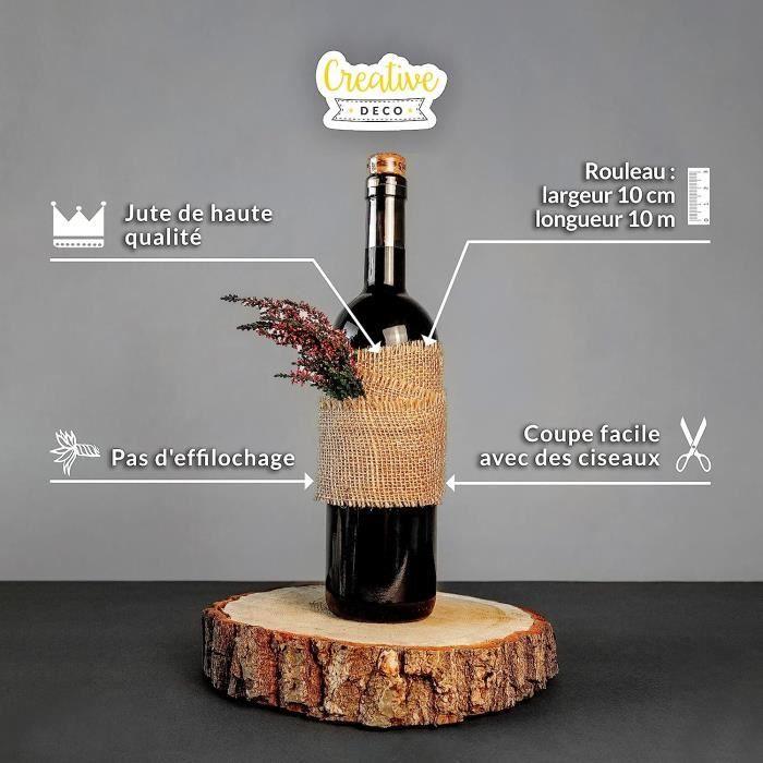 Chemin de Table en Jute - Creative Deco - 10cm x 10m - Beige - Naturel - Décoration Mariage Noël