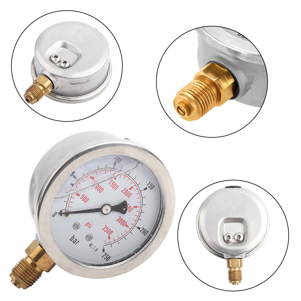 Hydraulic Pressure Gauge Manometer 0-250Bar 0- 3750PSI G1/4 63mm  Hydraulic Water Pressure Gauge Meter Hydraulic Gauge