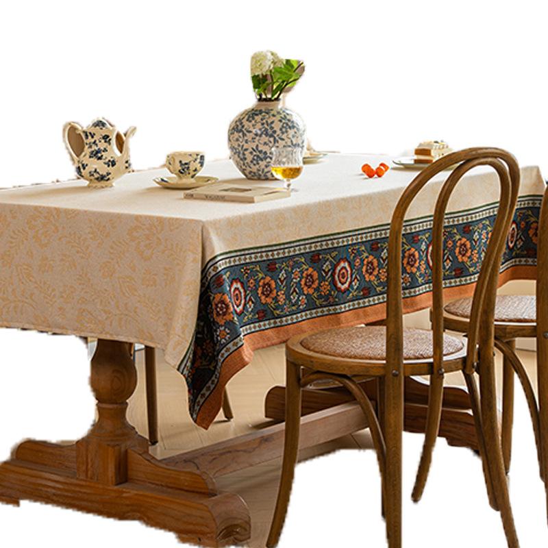 Atmospheric Dining Table Tablecloth Retro Pastoral Cover Cloth Light Luxury High-End Rectangular Fabric Coffee Table Tablecloth