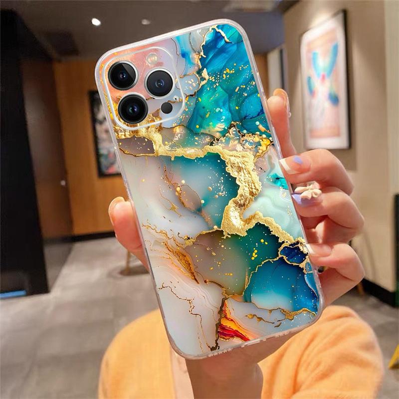 Phone Case Carcasa Funda For iPhone 16 15 13 14 11 12 Pro Max 16 14 12 13 Pro 15 Plus 16E Marble Case
