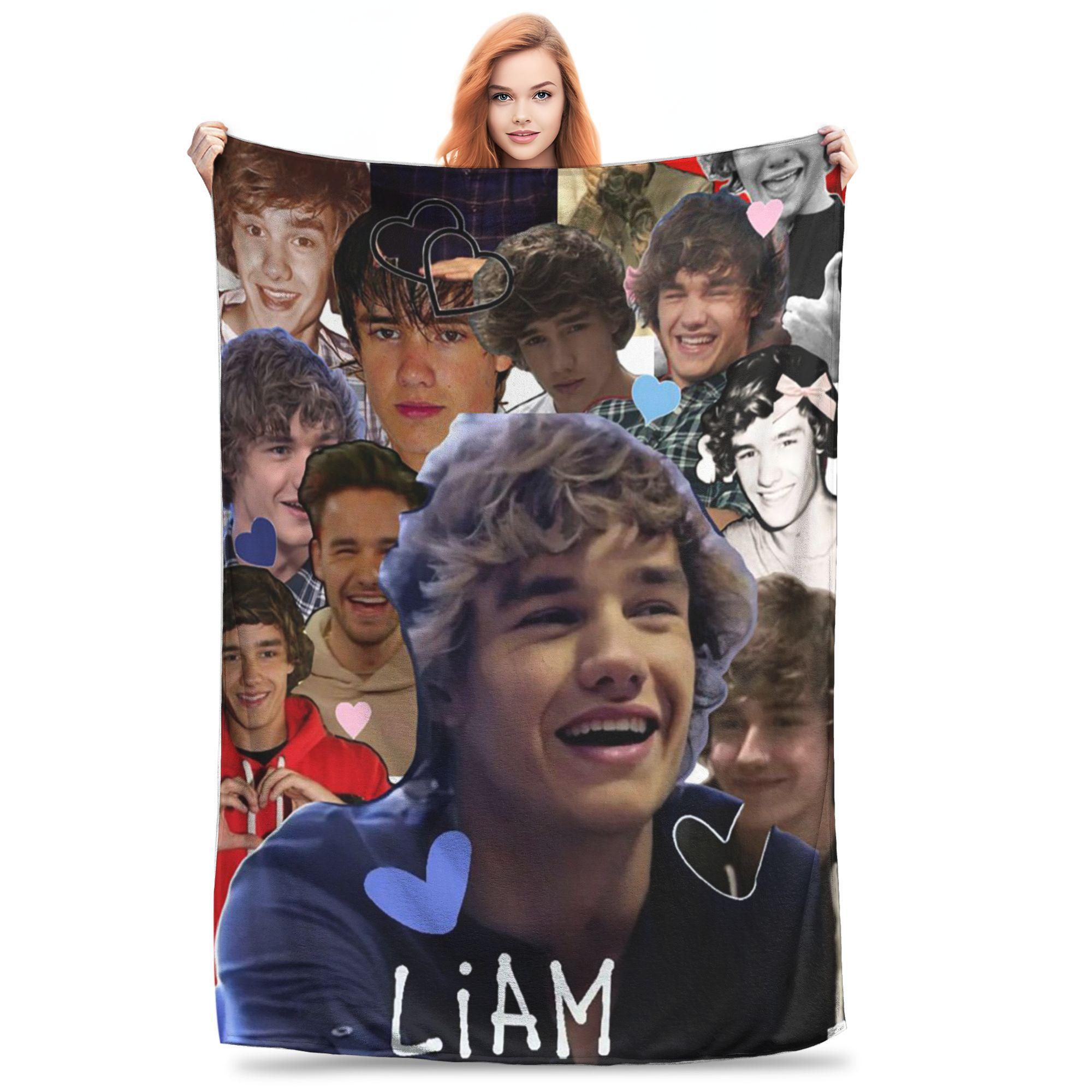 Exquisite Fashion Items Unisex Flannel Throw Blanket Liam Payne Photo Collage Warm Plush Blankets Soft Bedspread For Bed Living Room Home Travel Sofa
