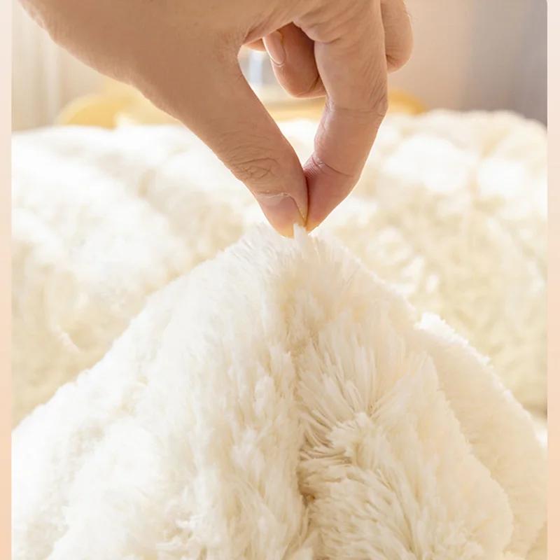 Super Soft Plush Sofa Towel Solid Color Modern Non-slip Couch Cushion Cover Thicken Warm Winter Bay Window Mat for Living Room