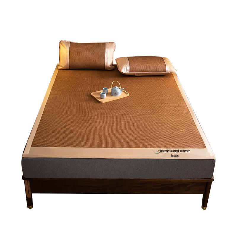 Summer Double-Sided Foldable Rattan and Ice Silk Cooling Mat