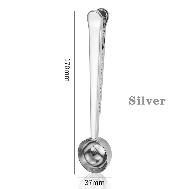 

2-in-1 Stainless Steel Coffee Measuring Spoon Multifunctional Coffee Bean Spoon Milk Powder Flour Sealed Clamp Spoon Coffee Tool серебряный