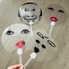 New Funny Expression Parody Abstract Fan Creative Transparent Round Hand Fan Travel Photo Fan Props For Party Favors Novel Gift