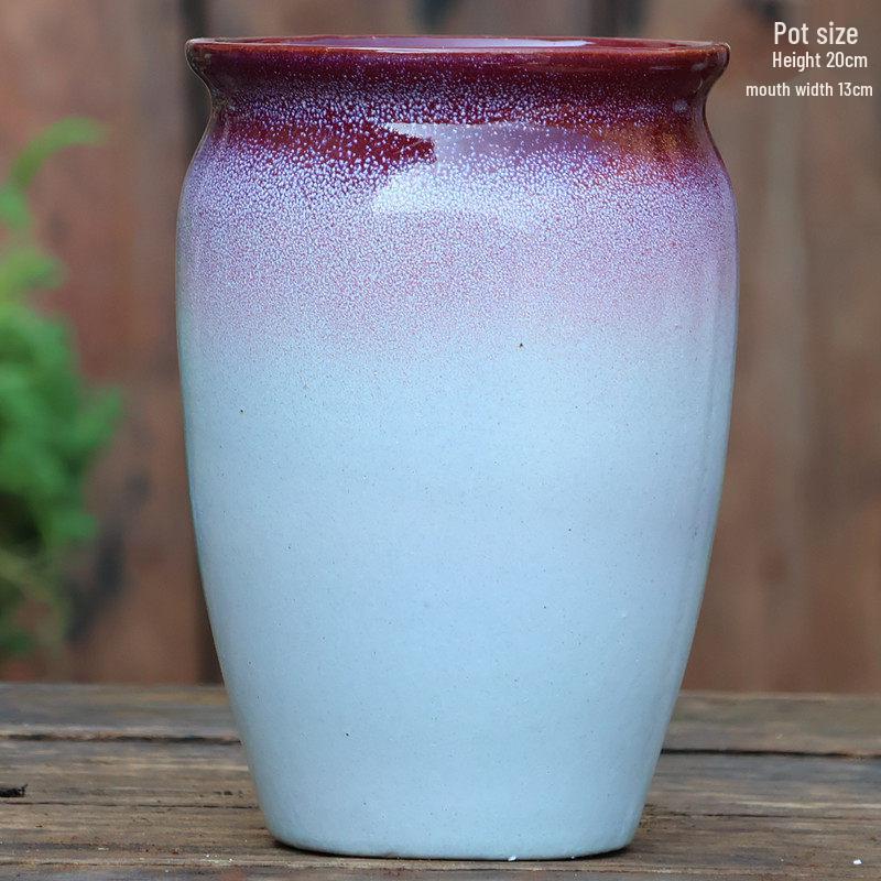 Handmade Large Coarse Pottery Succulent Flower Pot – Round Purple Sand Ceramic Planter