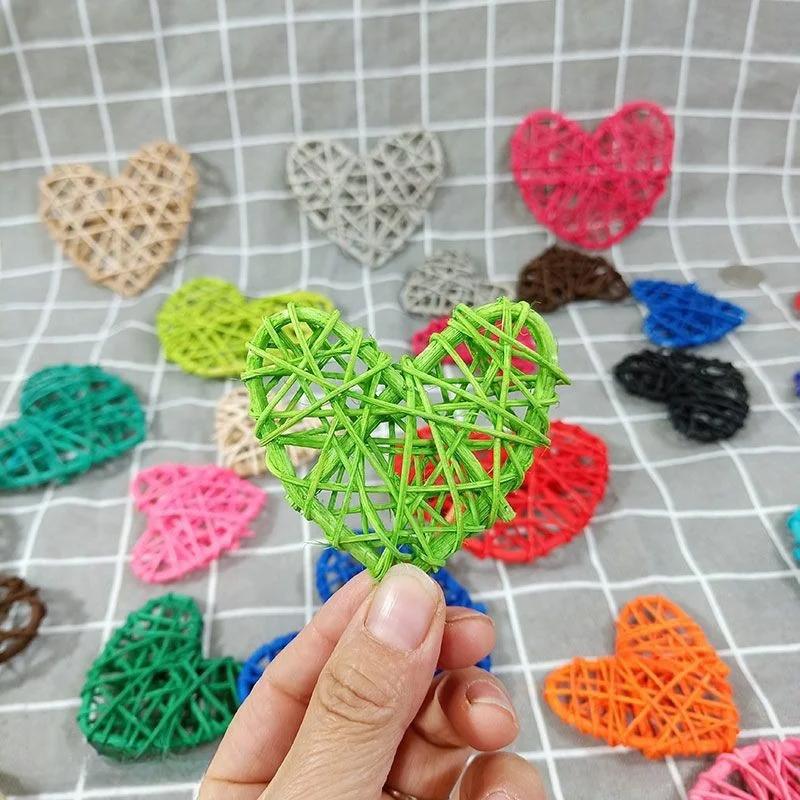 Dekoracja w kształcie serca z kuli rattanowej na Walentynki, wypełnienie wazonu i misy, dekoracja rekwizytów, dekoracja okna, dekoracja