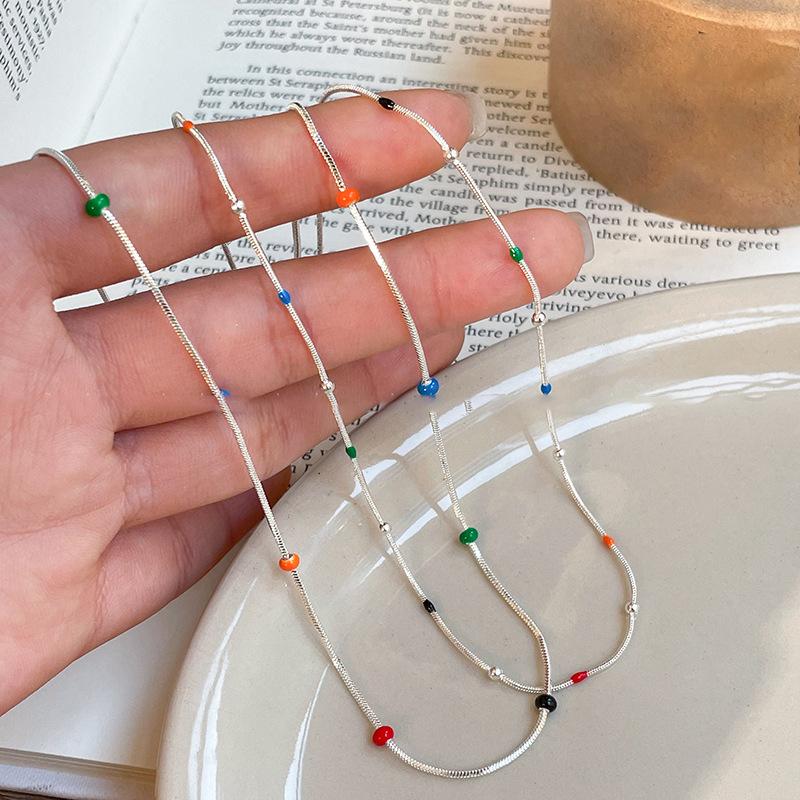 

Дофаминовое капающее масло Ожерелье из бисера Дуду простое модное милое ожерелье-цепочка на ключицу модное универсальное темпераментное нишевое ювелирное изделие