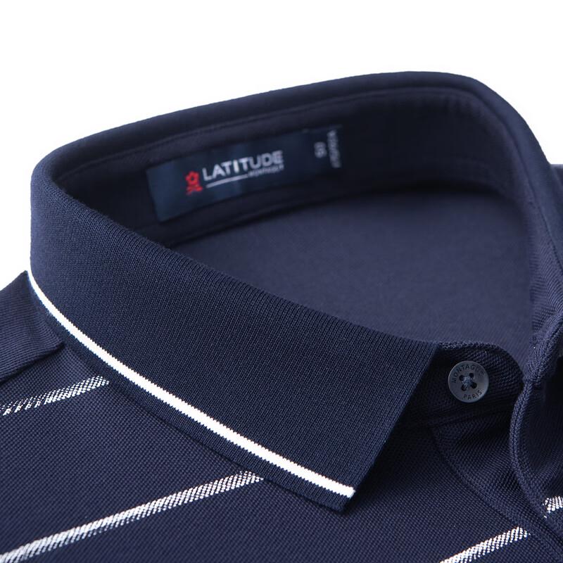 MONTAGUT Men's Soft Casual Striped Long Sleeve Polo Shirt