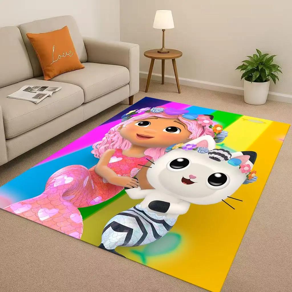 HD Cute Gabbys Dollhouse Cartoon Girl Living Room Non-Slip Area Rug Soft Carpet for Bedroom Playroom and Sofa,Home Decor Doormat