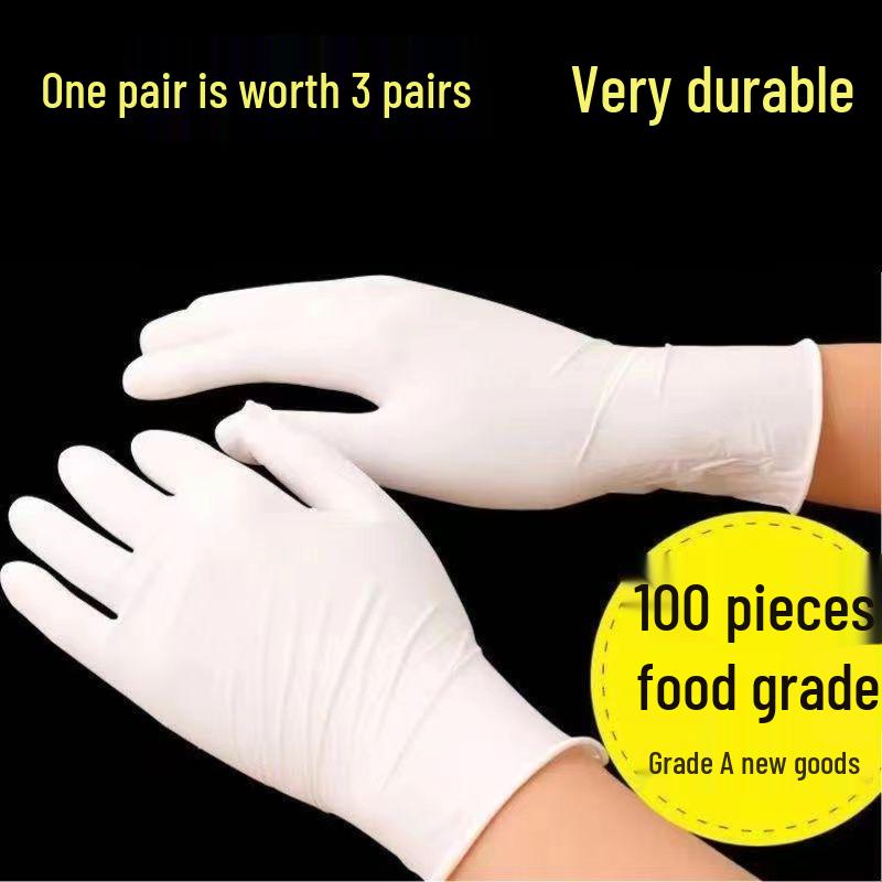 Thickened Waterproof Latex Rubber Disposable Gloves for Kitchen, Baking, Beauty, and Household Use with Elastic Band