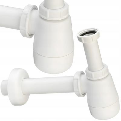 Low Siphon for Washbasin / Bottle Bidet. Half Siphon for Washbasin, White, Tubular