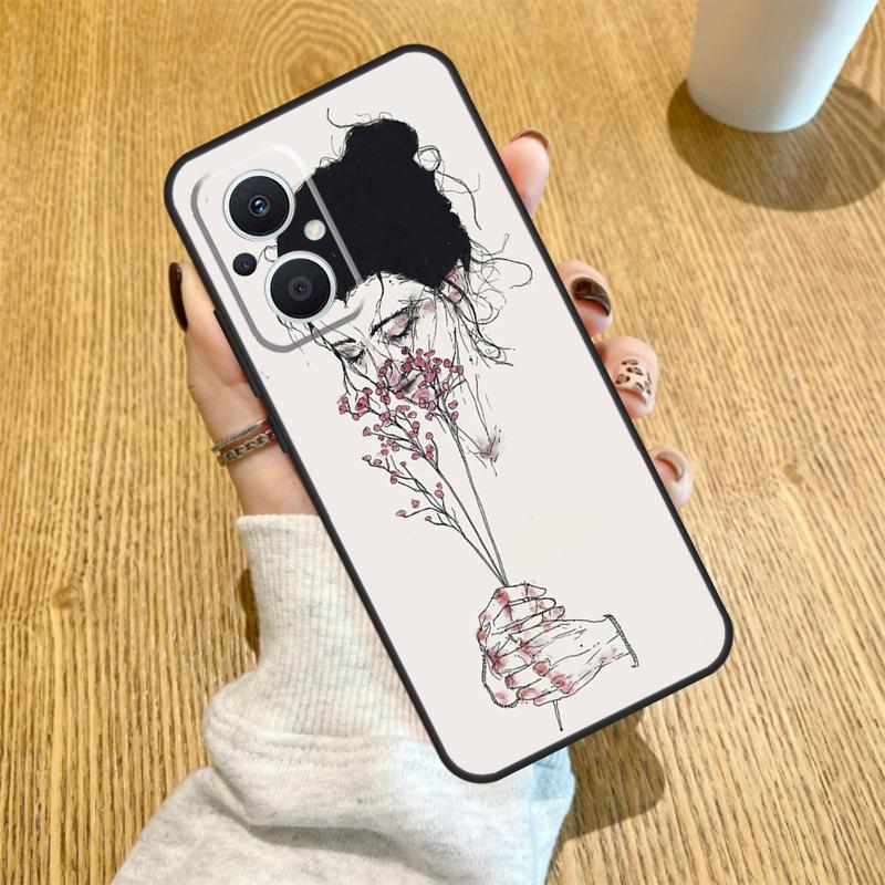 Black Aesthetic Skeleton Digital Art Funda For OPPO Reno 10 11 12 13 14 Pro 14F 13F 12F 11F 7 8 Lite OPPO Find X5 X8 X9 Pro Case