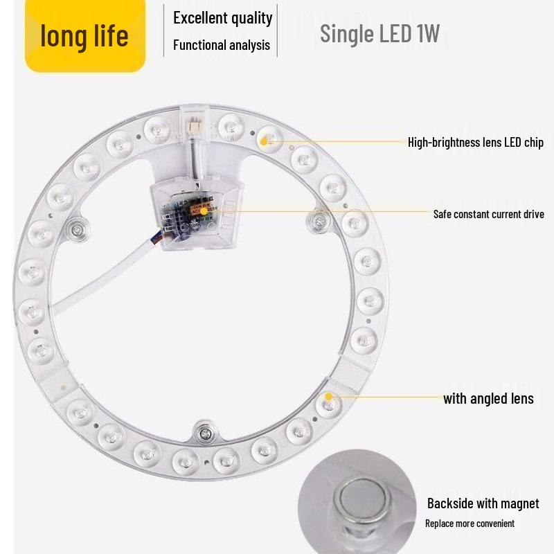 LED Eye Protection Ceiling Light Panel, Bright Magnetic Round Light for Bedroom and Living Room