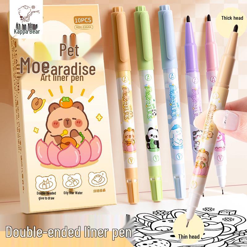 

Kaba Bear Kids Dual-Tip Quick-Dry Black Oil-Based Art Fineliner Marker
