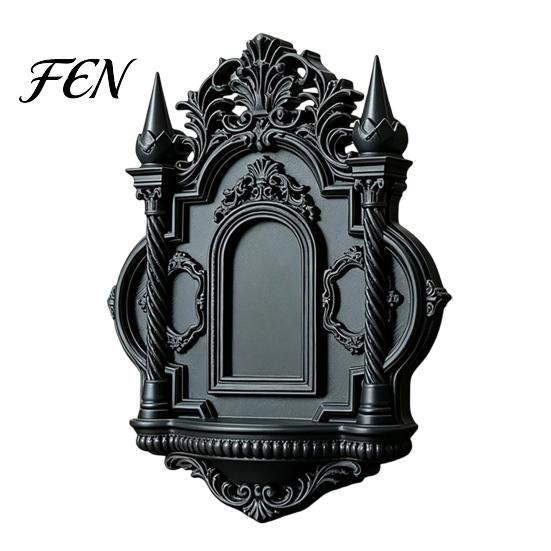 Decorative Wall Display Gothic Shelf, Vintage Floating Shelf for Bedroom And Living Room, Matte Black Plastic Shelves Wall-Mounted Rack with Exquisite