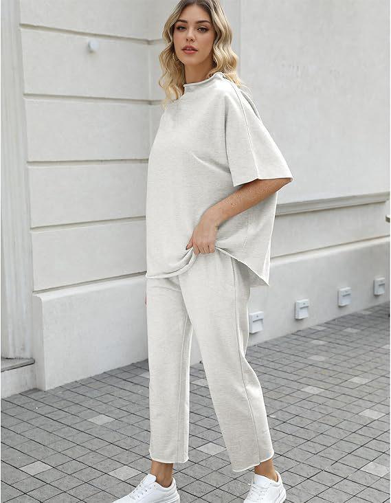 2025 Euro-American Spring/Summer Solid Color Two-Piece: Versatile Wide-Leg Pants & Top Set