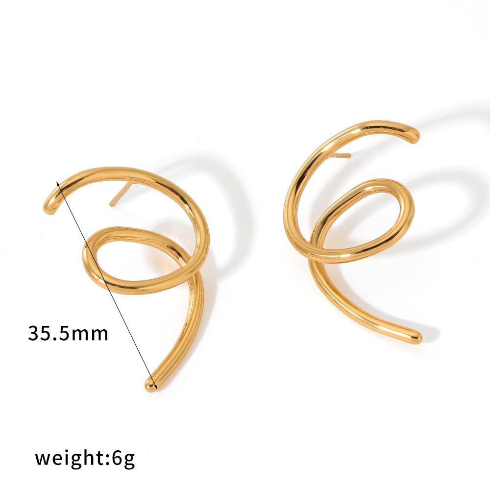 Minimalist Stainless Steel Geometric Earrings With Irregular Lines For Women Fashion Accessories