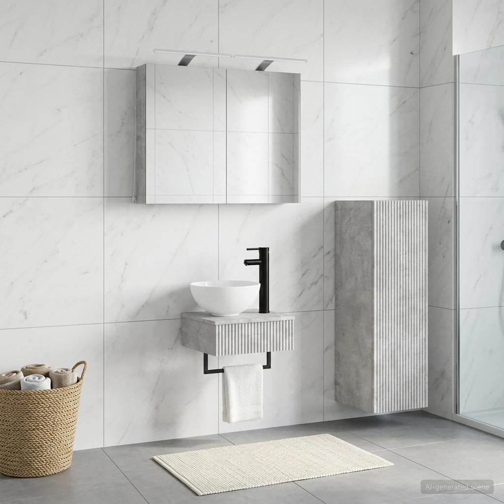 Bathroom Cabinet Set 4 pcs Concrete Grey 40 x 10.5 x 60.5 cm