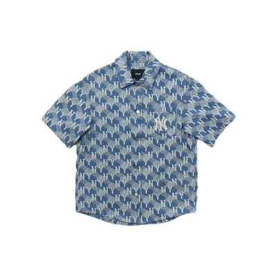 MLB New York Yankees Camouflage Logo Casual Loose Denim Shirt Unisex Shirts Light-Blue 3FDRM0633-50SBL