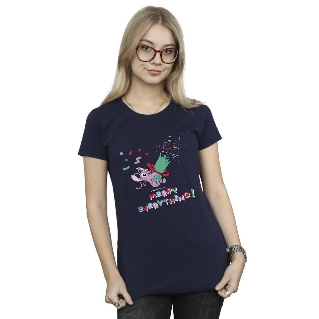Disney Womens/Ladies Lilo And Stitch Angel Merry Everything Cotton T-Shirt