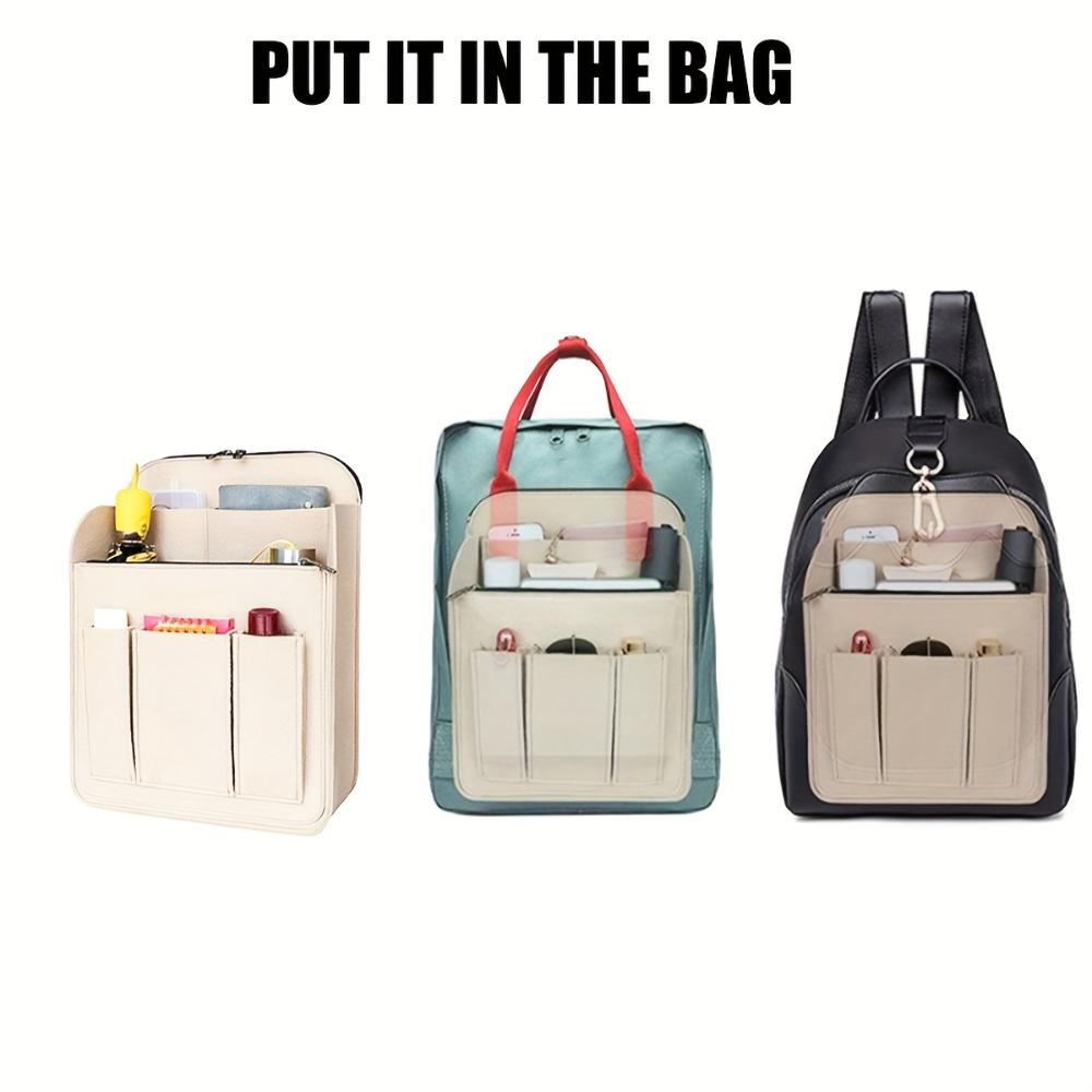 1Pcs Multi-Pockets Compartment Insert Bag Organizer With Zipper For Long Backpack Storage Bags Felt Backpack Inner Bag Liner Bag