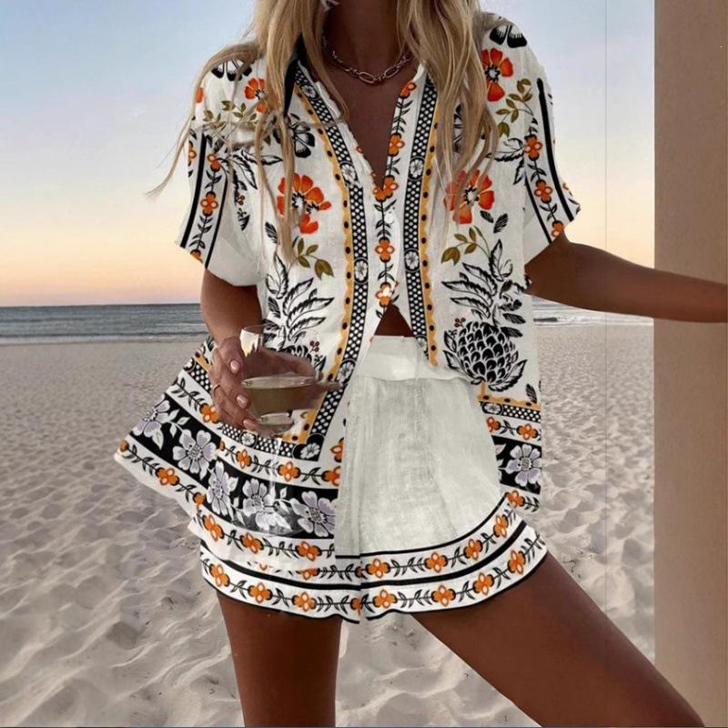Popular Two-piece Set 1116 Summer Personality Bright Digital 1D Printing Women's Casual Suit