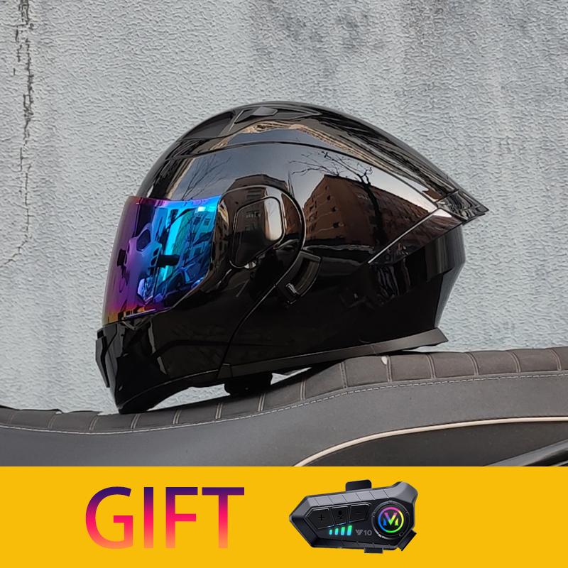 ORZ Motorcycle Helmet Modular Flip Helmet Dual Lens Full Helmet Comes with Bluetooth Earphones Model 103