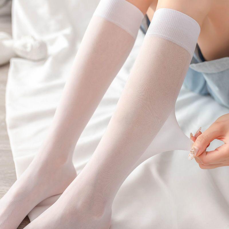 10 Pairs of Mid-calf Black Stockings for A Summer, Thin and Pressure-reducing Style, Tall and Knee-high White Stockings for A Woman