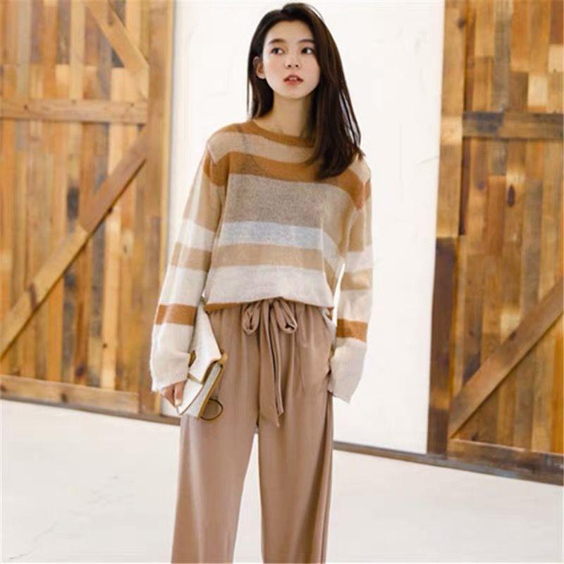 

Женский свитер с круглым вырезом, осень-зима, базовый пуловер, теплые повседневные джемперы с длинными рукавами, корейская трикотажная рубашка с длинными рукавами 2XL