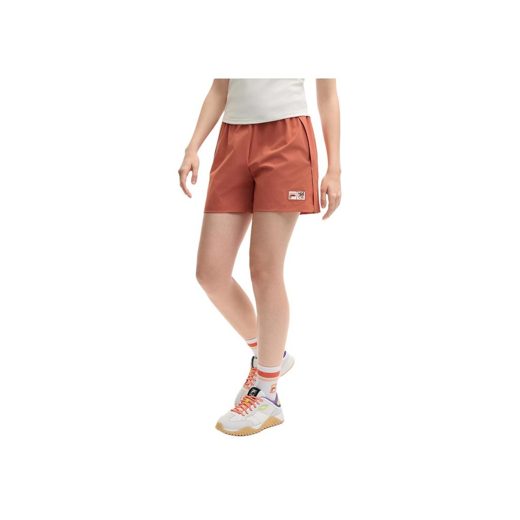 Fila X Little Fox Collaboration Loose Lightweight Comfortable Fashion Soft Three-Quarter Casual Shorts Women Shorts Light-Bean-Red F11W529801F-RD