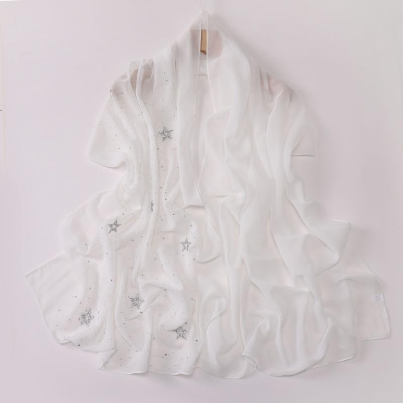 Chiffon Star Rhinestone Long Scarf Ethnic Malay Headscarf For Women