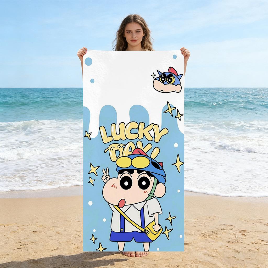Shin-chan Japanese Animation Beach Towel Quick-drying Suitable for Beach Gym Yoga Pool Summer Funny Gift for Friends And Family