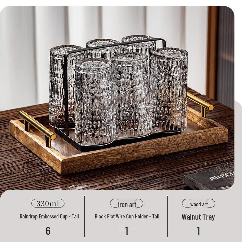 Qiwei Premium Embossed Glass Drinking Cup