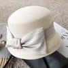Autumn and Winter New Elegant Hepburn Bow French Top Hat Retro Woolen Hat Women's Retro Dome Woolen Hat