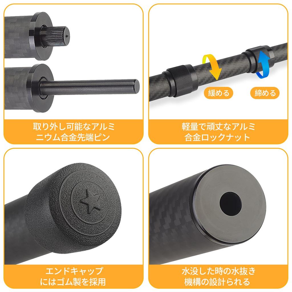 Tarp 3K Carbon Carbon Maximum Diameter Length Only 235g Tent Stepless Sliding Telescopic Poles of [Ysdeal] Poles, Fiber, 100% Fiber, 25mm, 42-180cm