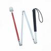 Folding 4-section Aluminum White Cane for the Blind (black Rubber Grip, 115 Cm)